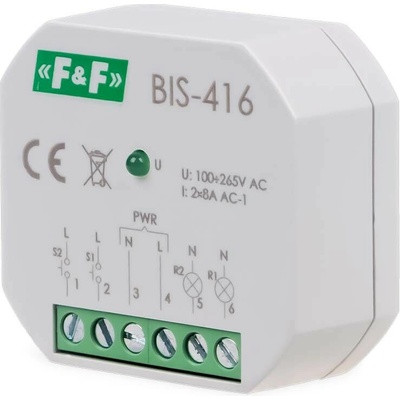 BIS-416/230 - Impulzné relé ZAPNI/VYPNI, 230V, 8A, 2x NO/NC