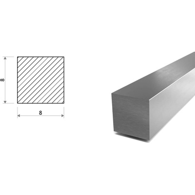 Nerezová štvorcová tyč 8x8 mm - ťahaná (1.4571)