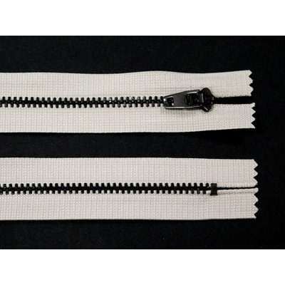 Kovový zip no.3 nerozepínací 14cm béžovo-šedý (černé zoubky)