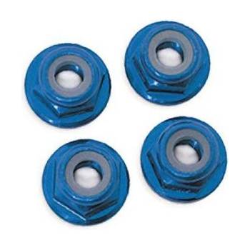 Traxxas гайка M5 самозаключваща се с яка алуминиева синя (4)