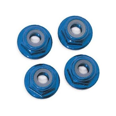 Traxxas гайка M5 самозаключваща се с яка алуминиева синя (4)