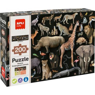 APLI edukativní Ohrožená zvířata v savaně 200 dílků