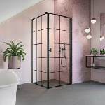 Radaway Правоъгълна душ кабина с люлееща се врата Radaway Nes KDJ I Factory 90x70 см матово черно-прозрачно покритие дясна (10022090-54-55R+10039070-54-55)
