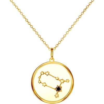 SAVICKI Колие със зодия Близнаци Savicki: позлатено сребро, черен диамант