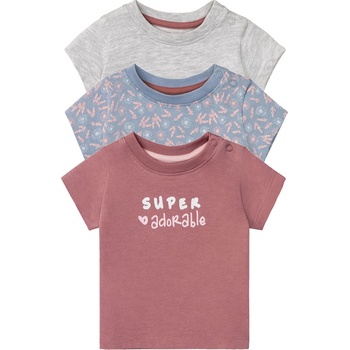 LUPILU® Detské bavlnené tričko pre bábätká BIO 3kusy bledoružová modrá šedá