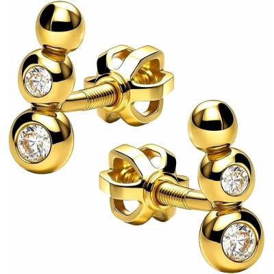 Zlaton Náušnice žluté zlato pecky se zirkony 0.90cm 1.25g N15082500306