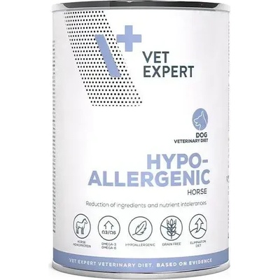 VetExpert Vet Expert Diet Dog Hypoallergenic Horse 400g can - с конско месо за кучета с непоносимост към хранителни вещества и дерматологични заболявания