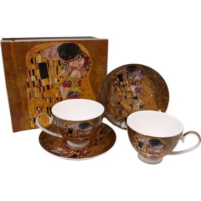 HOME ELEMENTS Porcelánová šálka a podšálka Klimt Bozk zlatý 2 x 250 ml