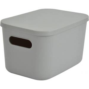 Homéa Сива пластмасова кутия за съхранение с капак 24, 5x18x15 cm - Homéa (6RAN840GR)