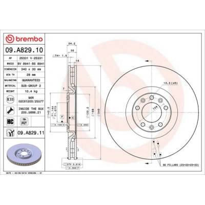 Brzdový kotúč BREMBO PRIME LINE - UV Coated 09.A829.11