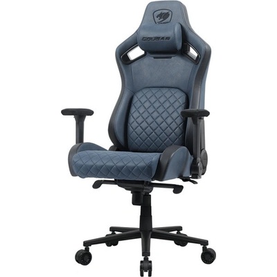 Геймърски стол Cougar Gaming Defensor S Navy Blue F, до 150kg, Class 4 газов амортисьор, 4D регулируеми подлакътници, лумбална опора, заден джоб, син (CGR-DSF-BUB)