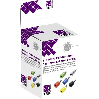 TRU COMPONENTS sada laboratórnych zástček zásuvka, vstavateľná vertikálna modrá, žltá, zelená, čierna, červená, striebor