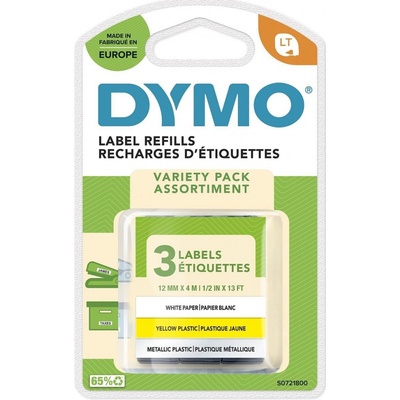 Dymo LetraTag páska Multi-pack (bílá papír, žlutá plast, stříbrná) S0721800