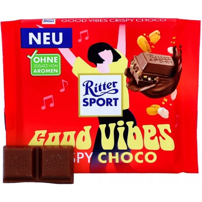 Ritter Sport Good Vibes Crispy Choco mléčná s kakaovým krémem a křupinkami 100 g