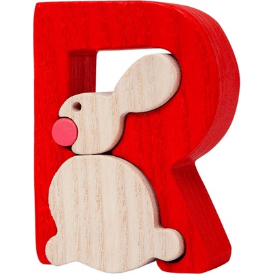 Fauna vkládací puzzle z masivu Abeceda písmenko R zajíc