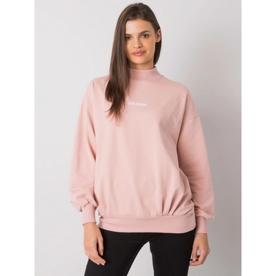 Mikina se stojaktým límcem a nápisem Coloured RV BL 7323.00X svetle růžová