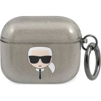 Karl Lagerfeld Калъф Karl Lagerfeld KLA3UKHGK Glitter Karl`s Head, за Apple AirPods 3, черен (KF000833-0)