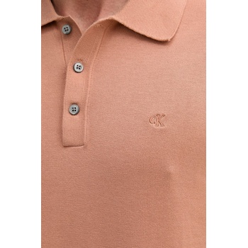 Calvin Klein Памучна тениска с яка Calvin Klein в оранжево с изчистен дизайн LV04LC326G (LV04LC326G)