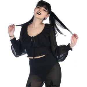 KILLSTAR crop top с дълъг ръкав - блуза KILLSTAR - Duskwillow - Black - KSRA013951