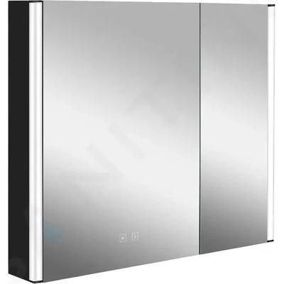 kielle Arkas I - Zrcadlová skříňka s LED osvětlením, vyhříváním a USB portem, 80x70x13 cm, matná černá 50111814