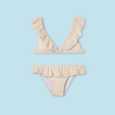 MAYORAL Бански 2 части къдрички в кремаво за момиче Mayoral