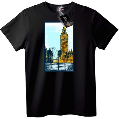 NOONEBRAND Тениска Лондонски Забележителности - 7XL, Black