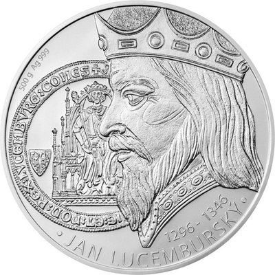 Česká mincovna Stříbrná půlkilogramová medaile Jan Lucemburský - zahájení ražby mincí stand 500 g – Zboží Mobilmania