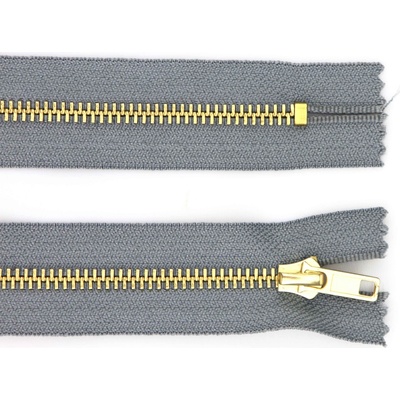 Pro Háčkování Kovový zip nedělitelný 6 cm, Ø 6 mm šedý