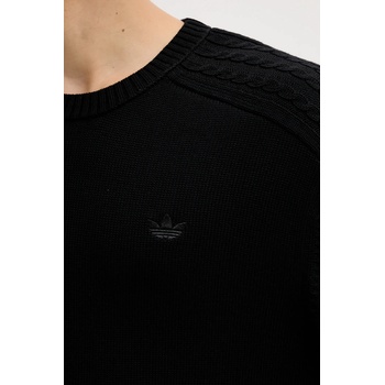 Adidas Памучен пуловер adidas Originals P Ess Knit Crew мъжки в черно от лека материя JY2648 (JY2648)