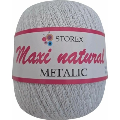 Storex Příze Maxi metalic natural 022 - bílá se stříbrným lurexem