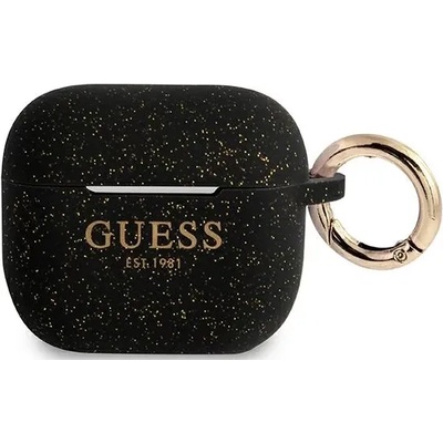Guess GUA3SGGEK калъф за AirPods 3, черен, силиконов с брокат (GUA3SGGEK)