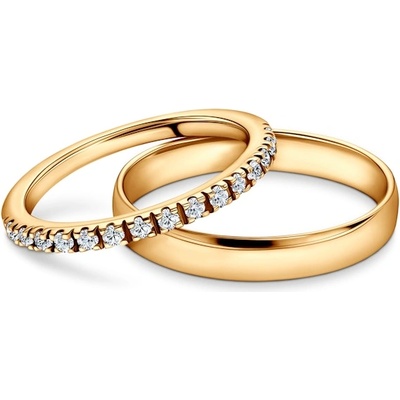 SAVICKI Брачни халки The Light: злато, лабораторни диаманти, полукръгли, 1, 5 мм и 3, 5 мм