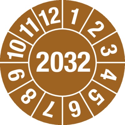 Kontrolná nálepka 2032, hnedá, fólia samolepiaca, 15 mm, BJ = 1 x 60 ks