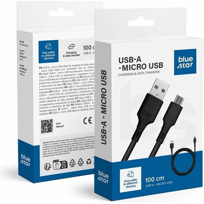 Blue Star DC-001AM2. 2A USB A na Micro USB 1m černý