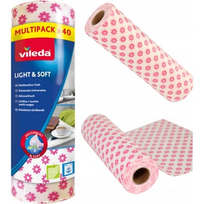 Vileda Light & Soft utierky v rolke biela s kvietkami 40 ks