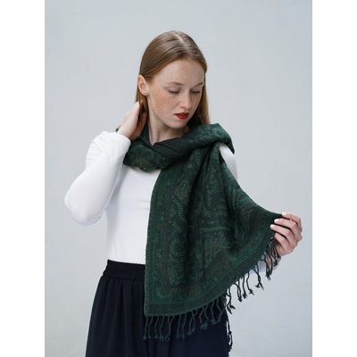 Šál z merino vlny tmavozelený
