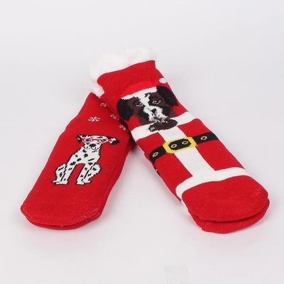 Коледен комплект мъжки червени чорапи с кучета - 2 чифта