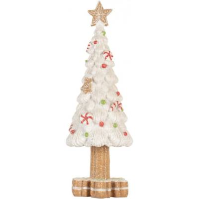 Clayre & Eef Bílá plastová vánoční dekorace stromeček – 12x38 cm