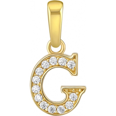 SILVEGO Zlatý přívěsek písmeno G ze žlutého zlata s Brilliance Zirconia FNN22195G