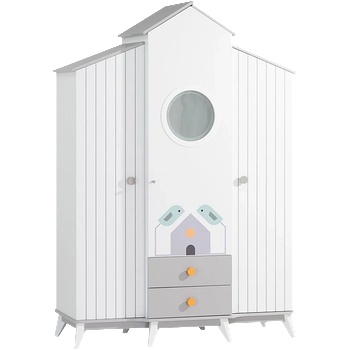 Carmen Трикрилен детски гардероб bird house