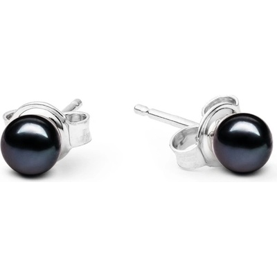Gaura Pearls stříbrné s černou řiční perlou Emily EFB05-N/B černá