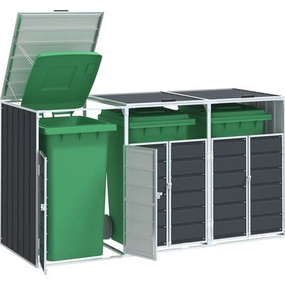 vidaXL Box na 3 popelnice 216 x 81 x 115 cm ocel antracitový