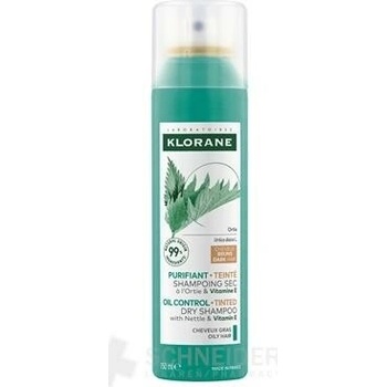 KLORANE Suchý šampón so žihľavou & vitamínom E na mastné tmavé vlasy 150 ml