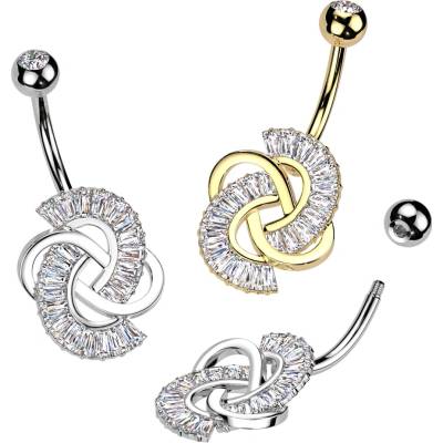 Šperky Eshop Ocelový piercing do pupíku s modrou zirkonovou slzou X32.17 Barva: Stříbrná
