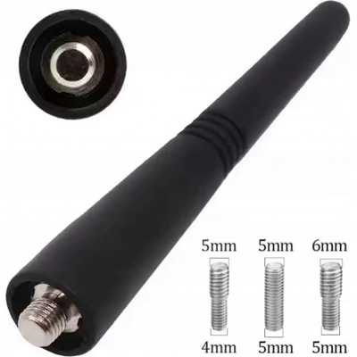 RÁDIOVÁ AUTOANTÉNA FM BAT MASZT 9CM + 3 ADAPTÉRY ČIERNA DA147