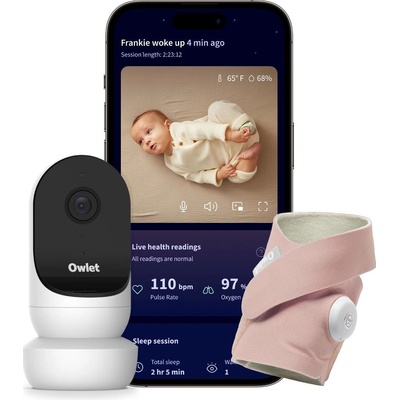 Owlet Dream Duo Chytrá ponožka + Kamera Cam 2 matně růžová