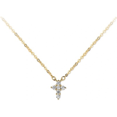 Bangles.cz Řetízek zirkonový křížek zlatý 2455