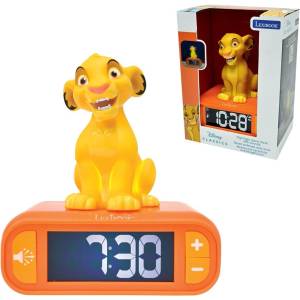 Lexibook Lexibook, Disney The Lion King, Simba Night Light Alarm Clock, Sounds and Melodies, LCD Screen with Backlight, Illumination, Snooze Function, Yellow/Orange, RL800ANLXB (RL800ANLXB)