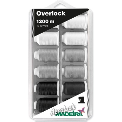 Sada overlockových nití Madeira Aerolock 125 12x1200 m Black&White