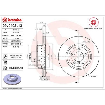 Brzdový kotúč BREMBO 09.C402.13